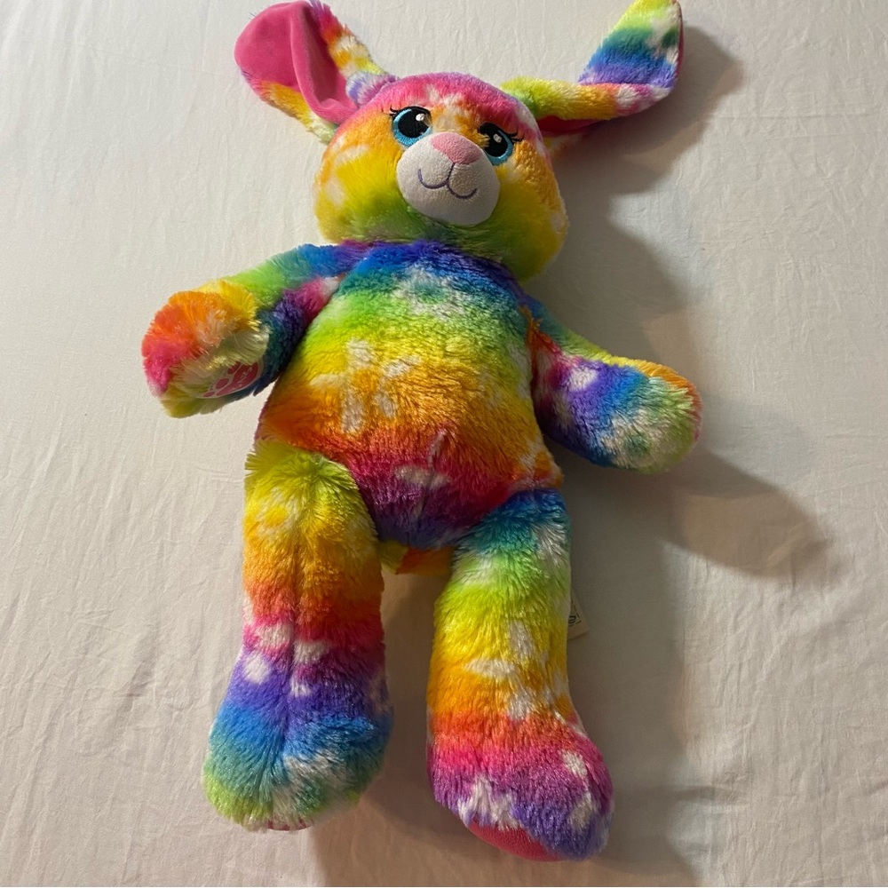 Toy Build a Bear Rainbow Rabbit BAB plush Stuffed Animal Toy Colorful